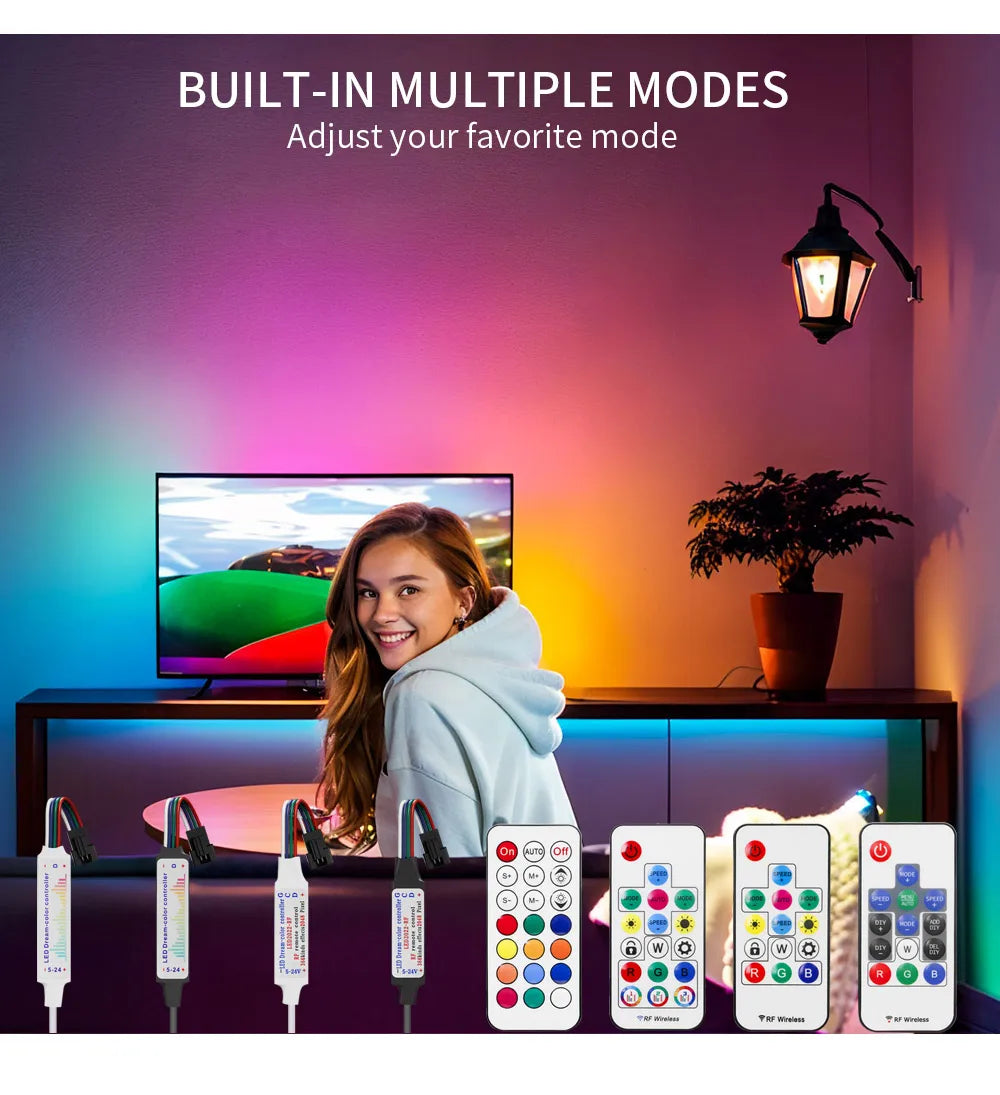 WS2811 WS2812B WS2813 WS2815 LED Pixels Strip Light Controller 3/4PIN USB/DC RF 14/17/21Keys LED Tape Remote Controller DC5-24V