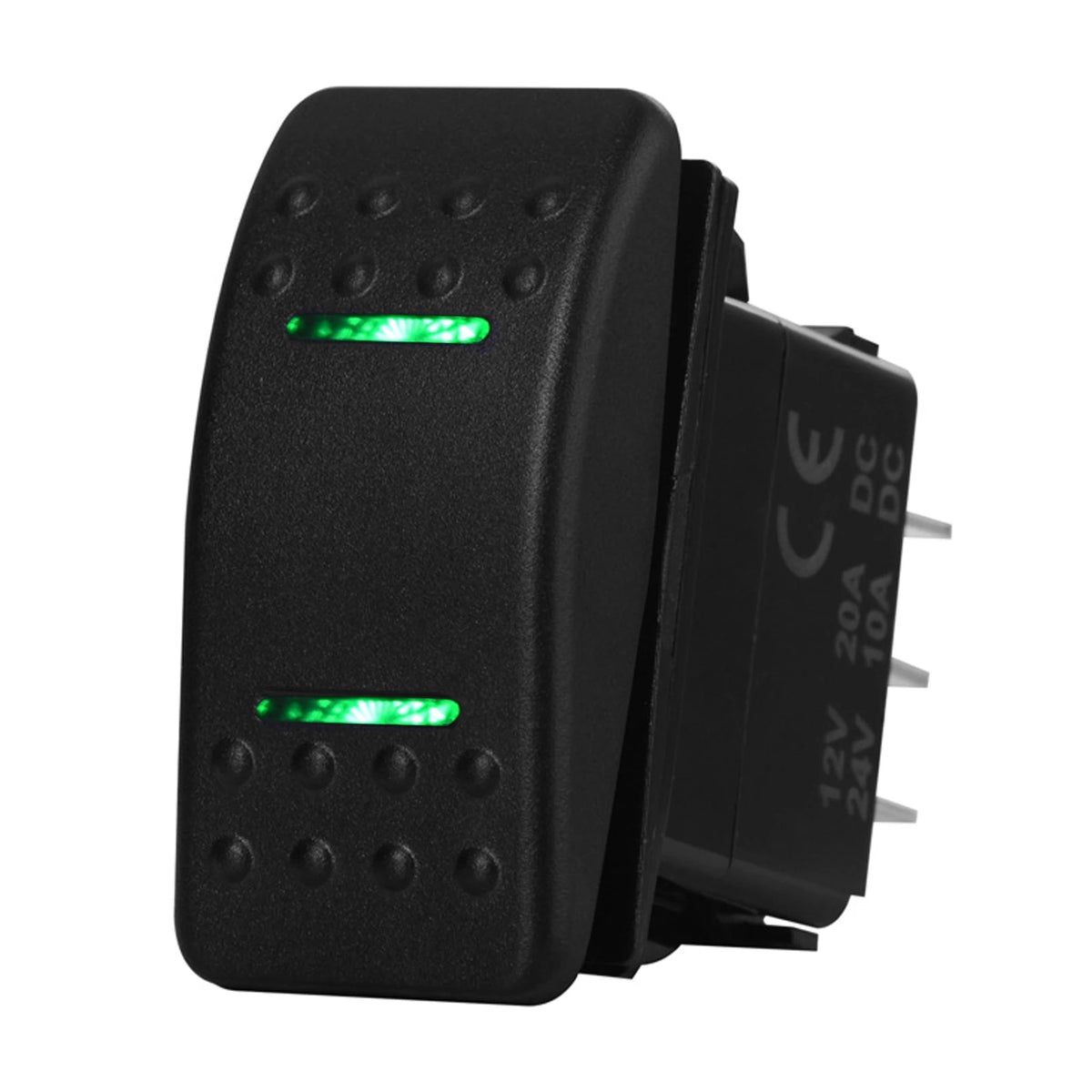 Green Led (ON)-OFF-(ON) (ON) OFF ON ON OFF ON Rocker Switch 12V 20A DPDT SPST Illuminated Rocker Switch Car Boat Accessories