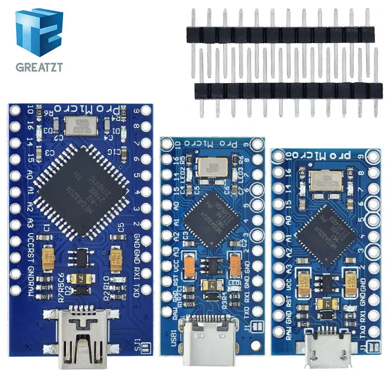 Pro Micro ATmega32U4 5V 16MHz Replace ATmega328 For Arduino  Pro Mini With 2 Row Pin Header For Leonardo Mini Usb Interface