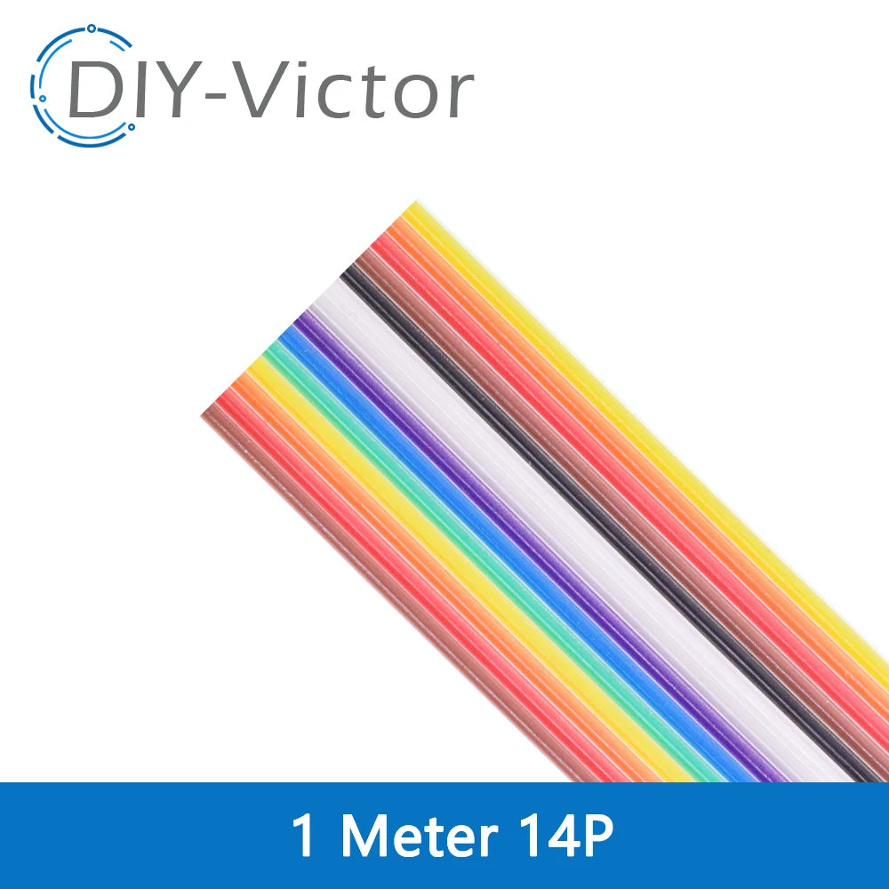 1Meter 10P/12P/14P/16P/20P/26P/34P/40P/50P 1.27mm PITCH Color Flat Ribbon Cable Rainbow DuPont Wire for FC Dupont Connector