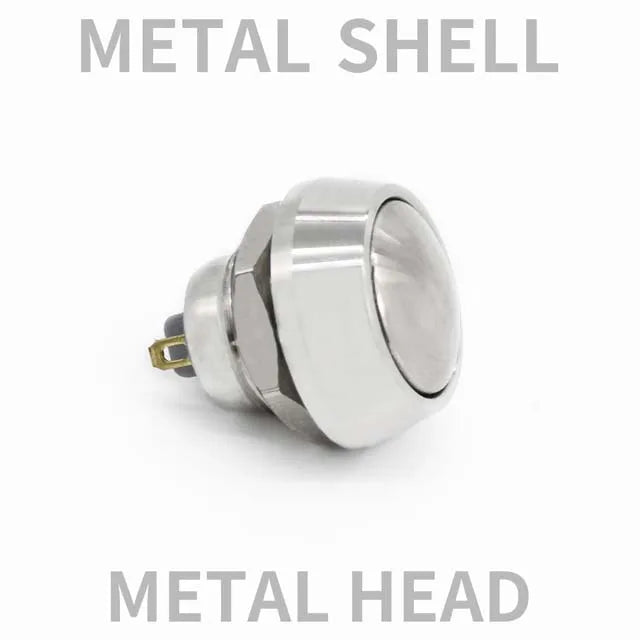 1Pcs 2Pin Mini Switch 12mm  2A waterproof switch  momentary Push button Switch reset Non-locking metal shell 1NO 36V color