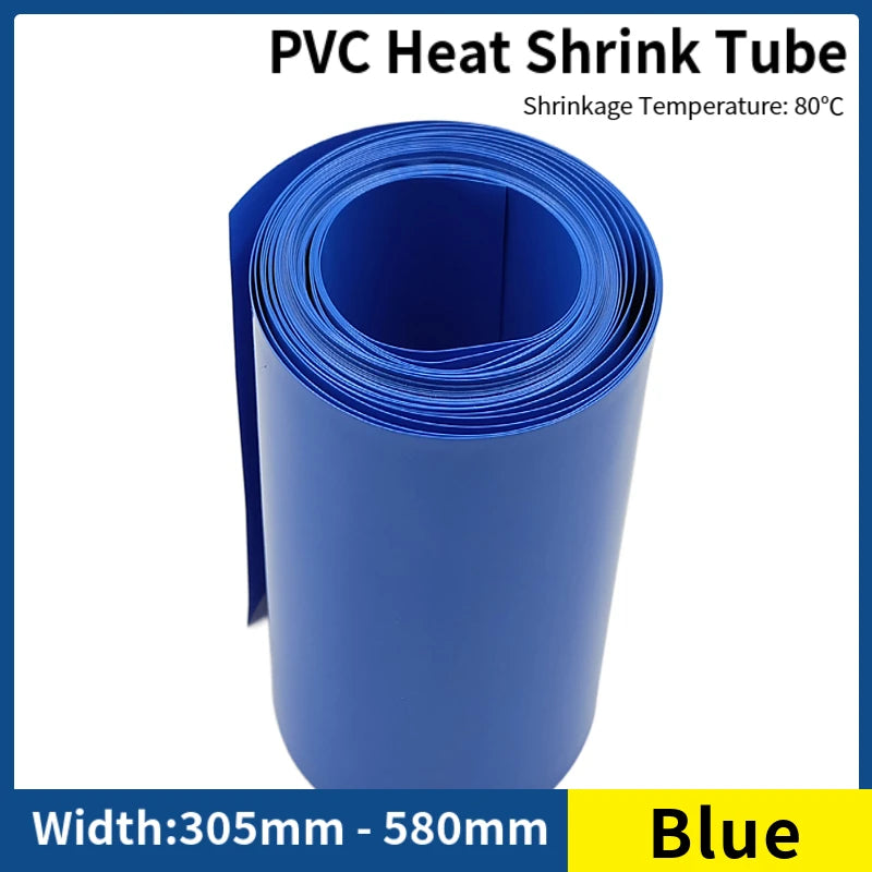 1/3/5M PVC Heat Shrink Tube 18650 Lipo Battery Pack 305mm ~ 580mm Insulated Protection Film Wrap lithium Case Cable Sleeve Blue