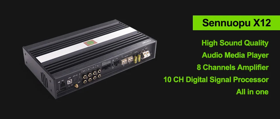 Sennuopu 8 Channel Car Amplifier 10 Channnel DSP  Processor HD Bluetooth APTX Player for BMW Benz Sound Audio Systerm HIFI X12