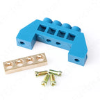 4/6/8/10/12 Positions Terminal Block Connector Strip Brass Ground Neutral Bar Electrical Distribution Wire Screw Terminal Blue