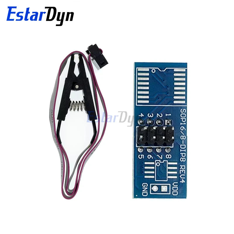 CH341 CH341A/CH341B Programmer 1.8V/3.3V/5V USB EEPROM Flash BIOS Burner for 24CXX/25CXX/93CXX with SOIC8 Test Clip & Adapter