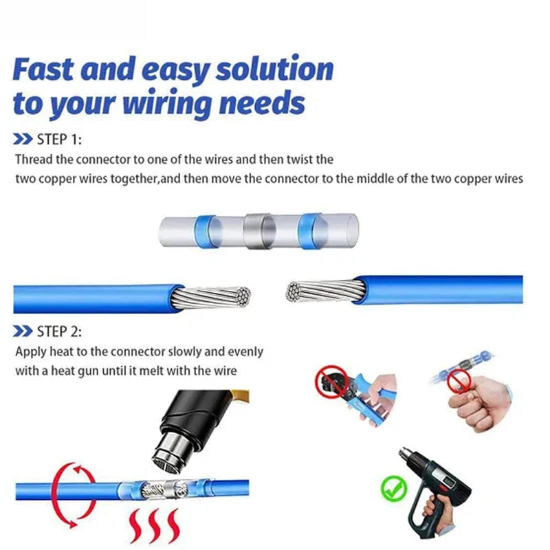 10/30/50PCS Waterproof welding heat shrinkable wire connector soldering sleeve wire terminal kit marine insulation