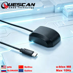 QUESCAN USB-C Type C GPS Receiver for Android Windows M8N 10Hz Ublox M8 GPS GLONASS Galileo BeiDou GNSS Antenna Receiver QU33NCL