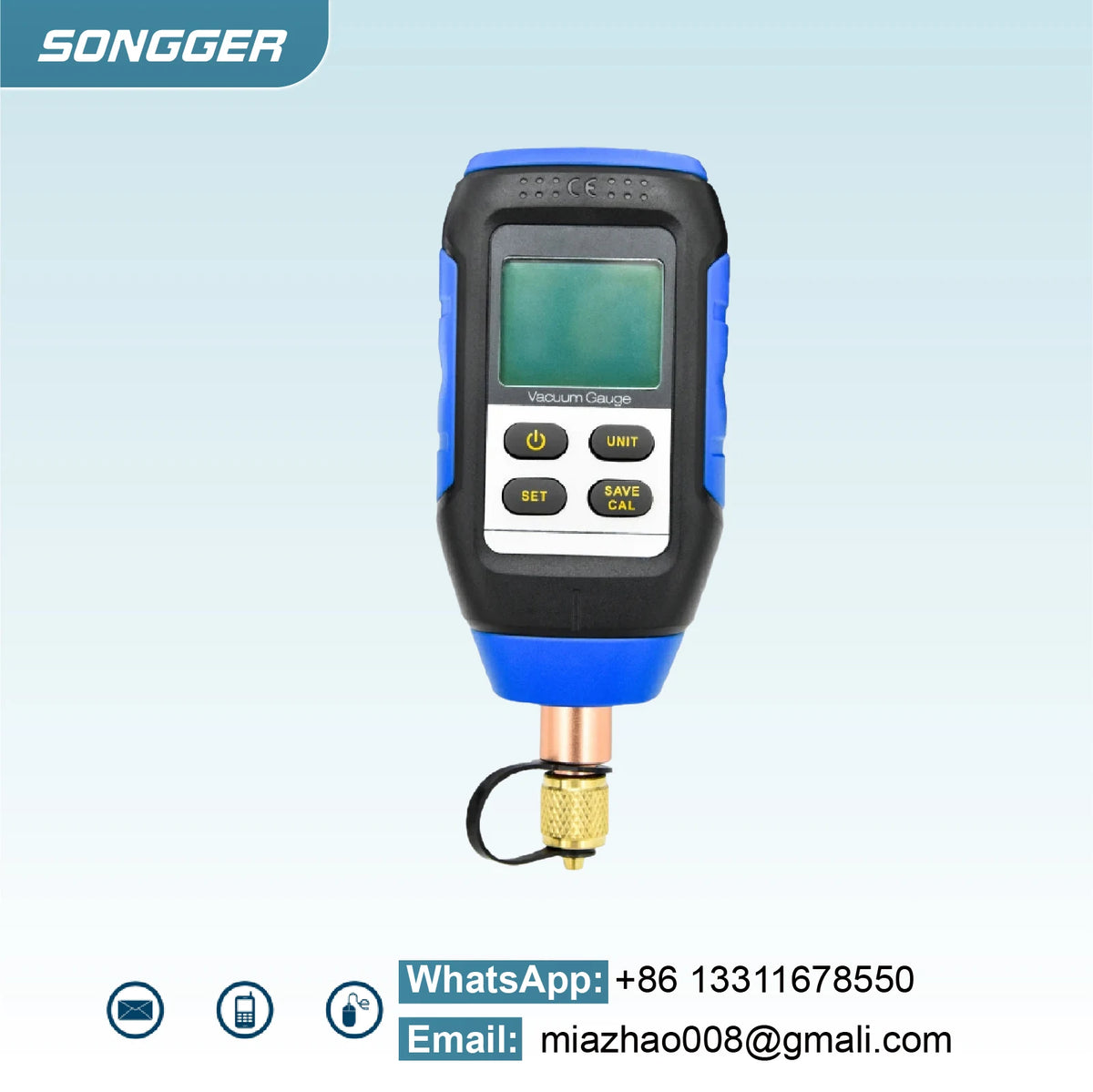VMV-1 Precision Digital Vacuum Gauge Handheld Portable Vacuum Pressure Gauge Digital Display Electronic Vacuum Manometer