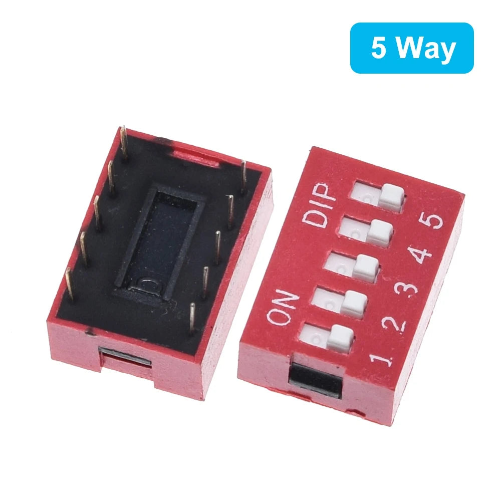 10pcs TZT Slide Type Switch  1 2 3 4 5 6 7 8 10PIN 2.54mm Position Way DIP Red Pitch Toggle Switch Red Snap Switch Dial Switch