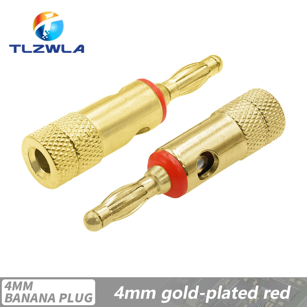 2PCS 24K Gold-Plated Musical Cable Wire Banana Plug Pro Audio Speaker Connector Plated Musical Speaker Pin Connector