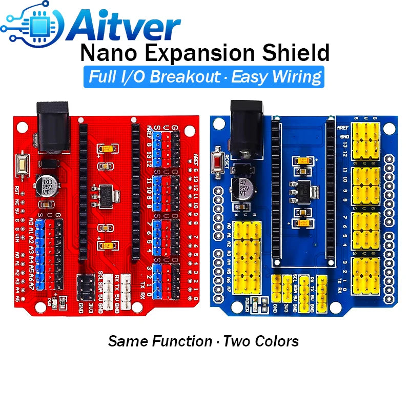 Nano Expansion Shield I/O Extension Board for Arduino Nano V3.0 Prototype Module – Blue/Red