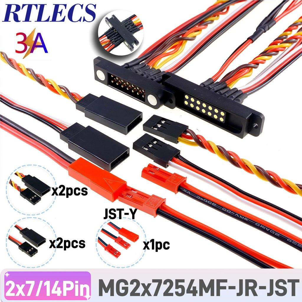 1/5 Pairs Magnetic Snap-on JR Servo Extension Cable for RC Drone Glider Airplane Models 60 CoresDIY Upgrate