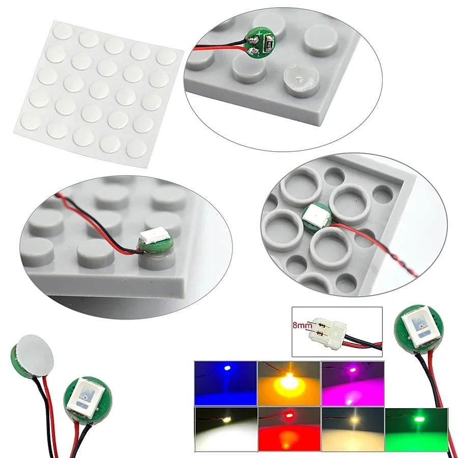 DIY 0.8mm Pin 1x1 1x2 1x4 Length 50cm SMD LED 2835  Remote Control Building Block Flash Lamp City Street Light Bricks