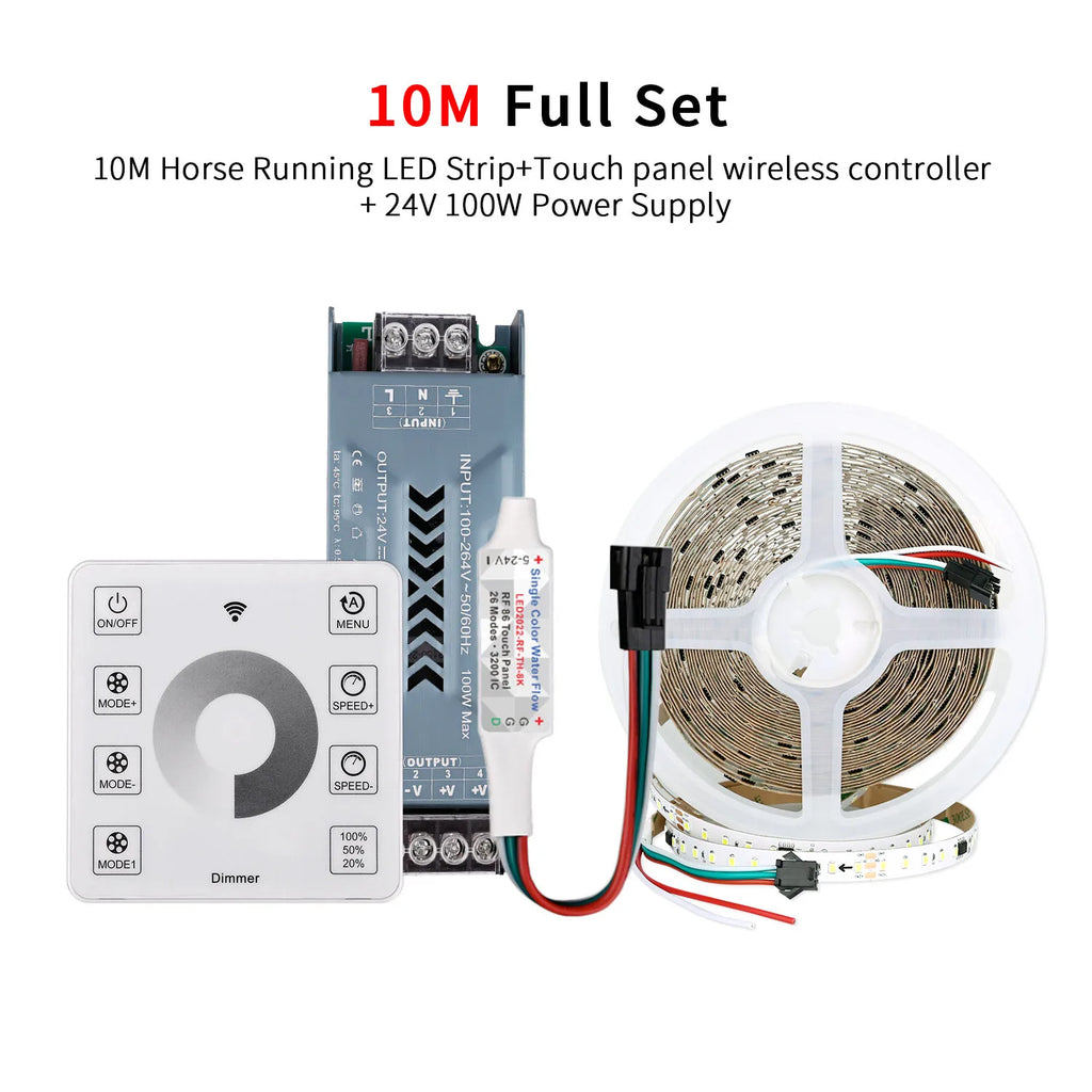 10m Running Water Flowing LED Strip Light DC24V WS2811 SMD2835 120LEDs/m Horse Race Pixel Addressable Flexible Linear Lamp Set
