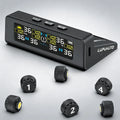 TPMS Solar/USB Charging Digital LCD Display Universal Smart Car TPMS Tyre Pressure Monitoring System 4 Or 6 Sensors Auto Security Alarm Smart Temperature Tire Air Pressure Gauge