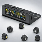 TPMS Solar/USB Charging Digital LCD Display Universal Smart Car TPMS Tyre Pressure Monitoring System 4 Or 6 Sensors Auto Security Alarm Smart Temperature Tire Air Pressure Gauge