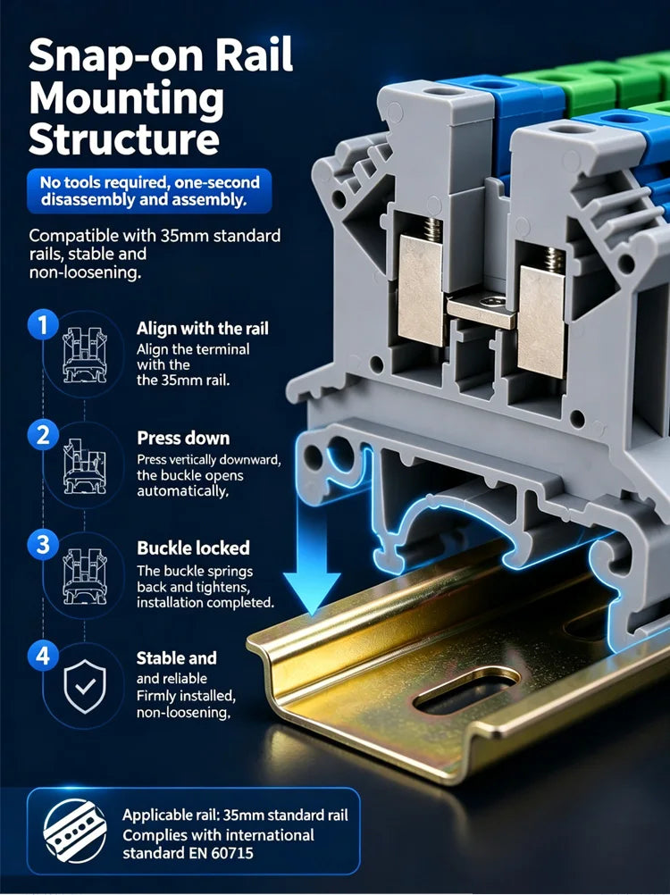 UK 2.5 Terminal Block UK2.5B Screw Connection Connect Strip 2.5B/3N/5N/6N/10N  2.5mm² Cable Electrical Din Rail Wire Connector