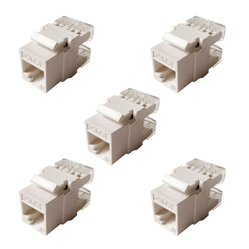 5 Pieces Cat6 RJ45 Keystone Jacks Slim Profile, Ethernet Wall Jack Punch Down, Cat5e Keystone Module Connector