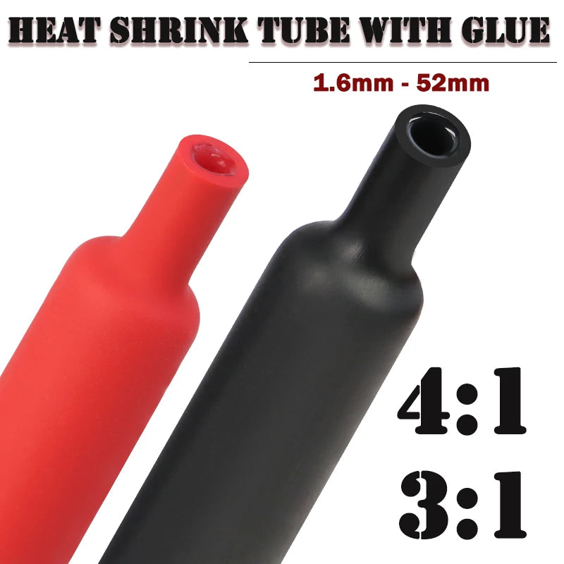 1~10m Heat Shrink Tube ID 1.6mm - 50mm 3:1/4:1 Ratio With Glue Adhesive Lined  Dual Wall Polyolefin ﻿Wrap Cable Protect Sleeve