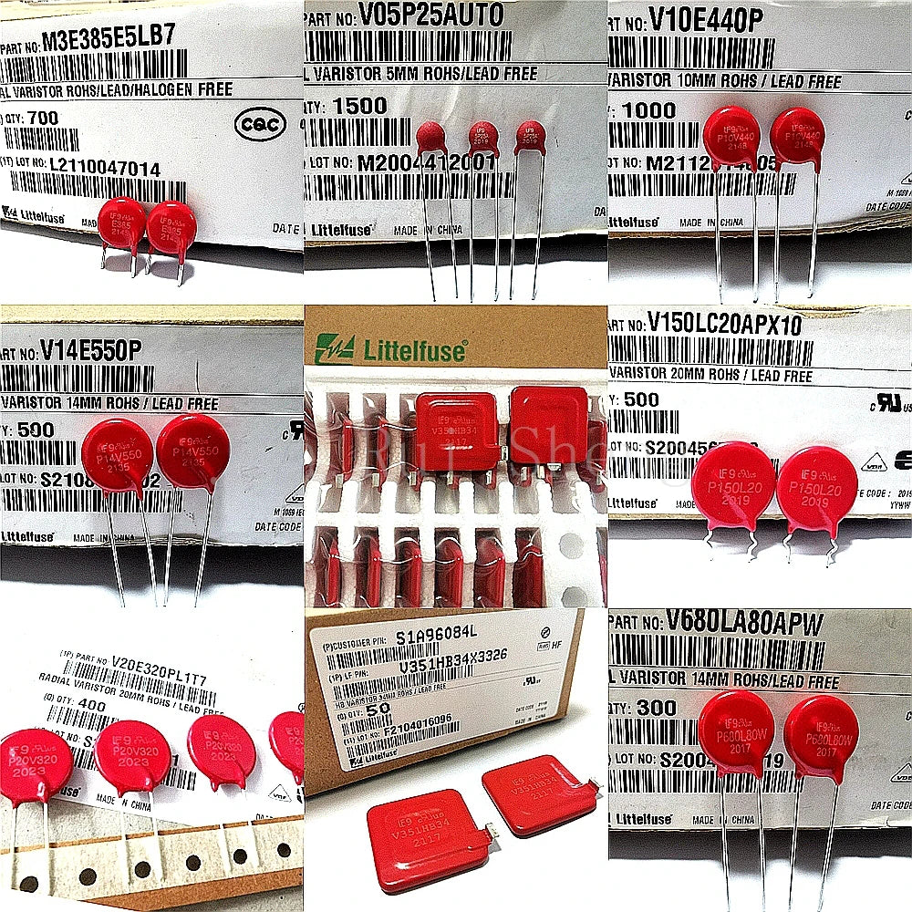 Litteifuse P660L100 Red Varistor V660LA100BPX3490 1.02KV 6.5KA DISC 20MM 1020V Rheostat AC660 DC850 400pF MOV TVS V660LA100BP