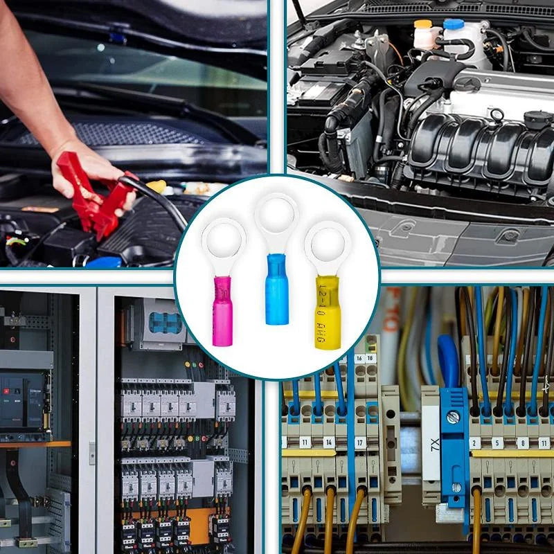 50x Heat Shrink Ring Round Insulated Terminals Wire Connectors Wiring Crimp Terminals RV1.25/2-5/6/8 Marine Seal Waterproof
