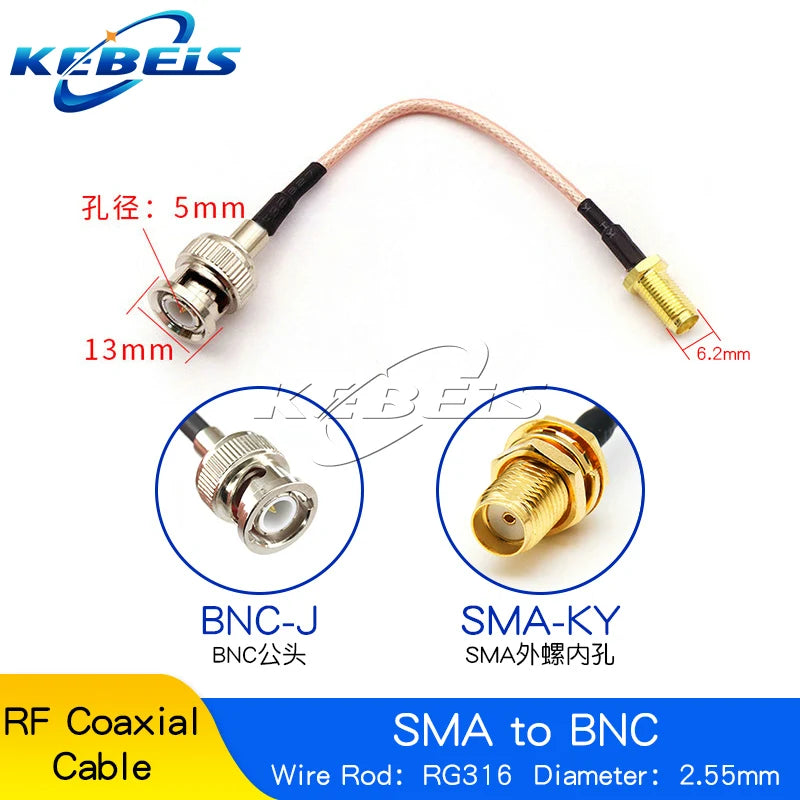 RG316 Cable SMA to BNC Male Plug & Female Jack Nut Bulkhead BNC To SMA Male Female Connector Extension WIRE RF Coaxial Jumper