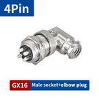 5/10 Sets GX16 2/3/4/5/6/7/8/9 Pin Aviation Connector Male Female 90 Degree Right Angle M16 Circular Cable Plug Socket