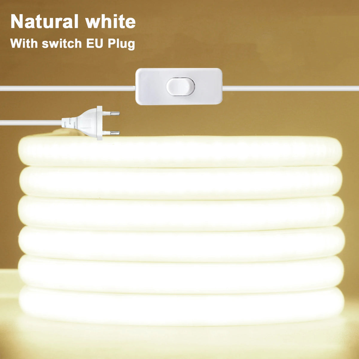 Dimmable Switch 220V COB LED Strip Neon Light Dimmer Power Kit Waterproof 3000K 4000K 6000K 288LED Kitchen Room Decor Flex Lamp