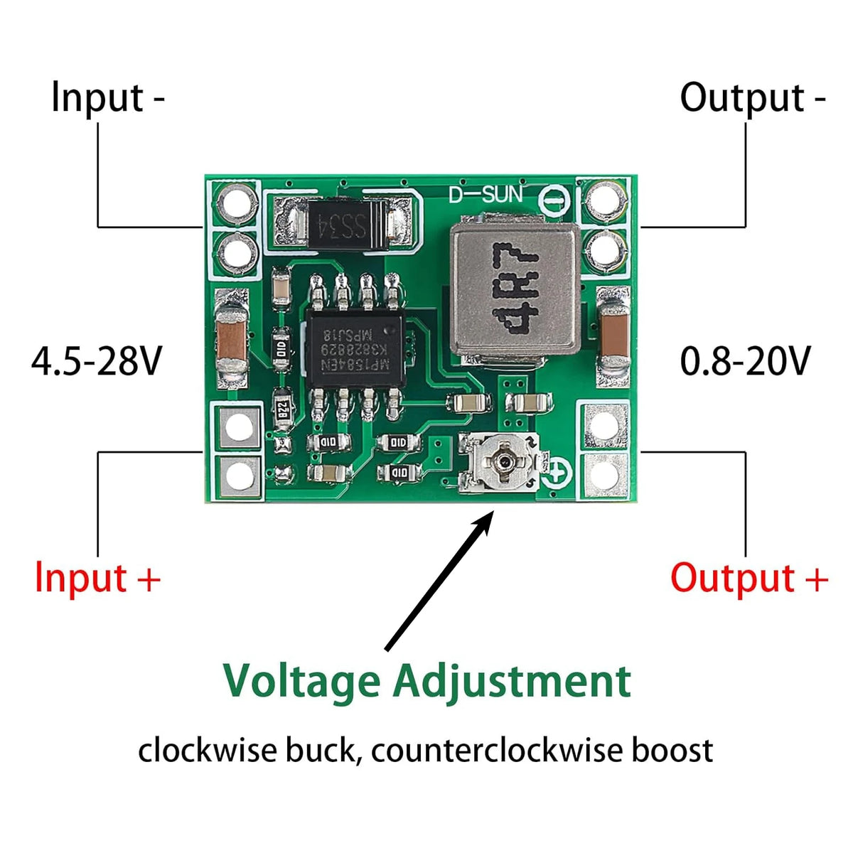 5pcs MP1584EN DC-DC 3A Adjustable Step-Down Buck Converter Module 24V to 12V 9V 5V 3V for Arduino DIY