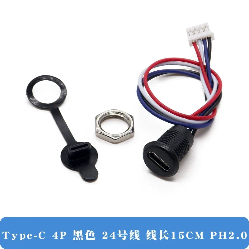 1pcs TYPE-C with line Direct pressure type waterproof base With cable data charging port /USB/ connector/power base  2P/4P/5P