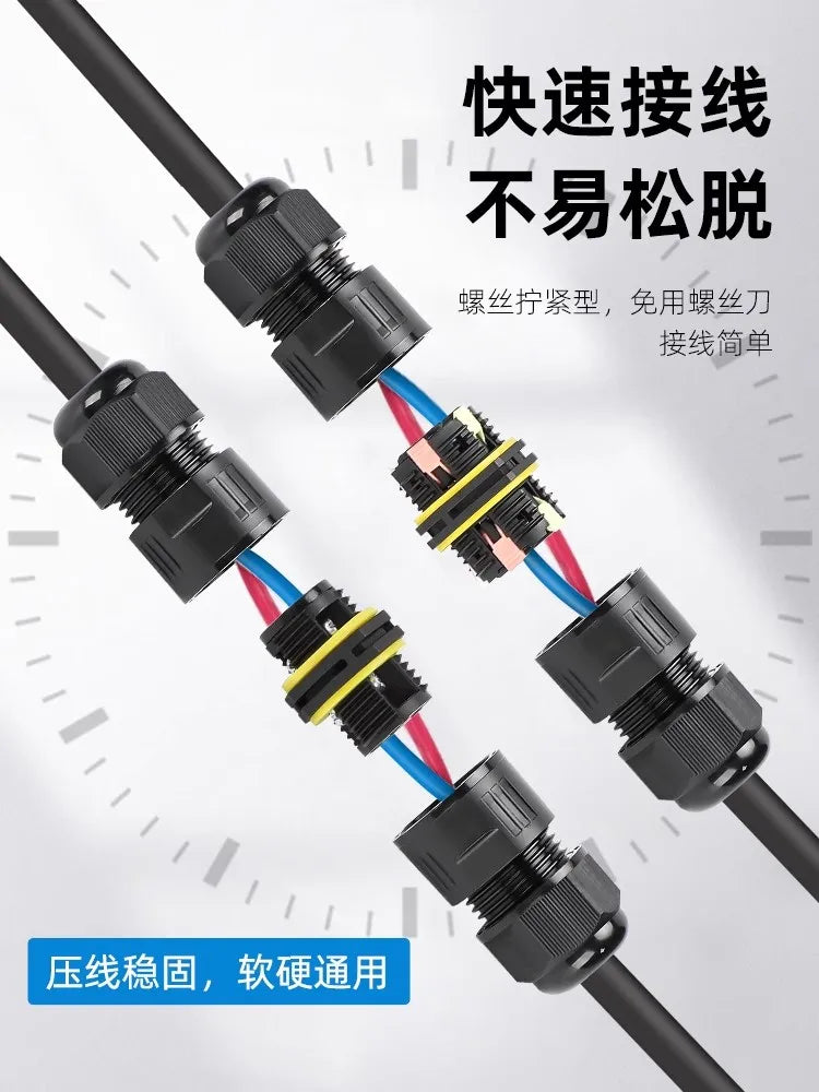 IP68 Waterproof Connector 2/3/4/5 Pin Screw Wiring Terminal Adapter For LED Light Electric Wire Connector Outdoor Junction Box