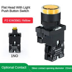 22mm Push Button Switch Momentary Reset ON OFF 12V/220V/48V/24V Black NC NO Power Button for Electrical Industrial Panelboard