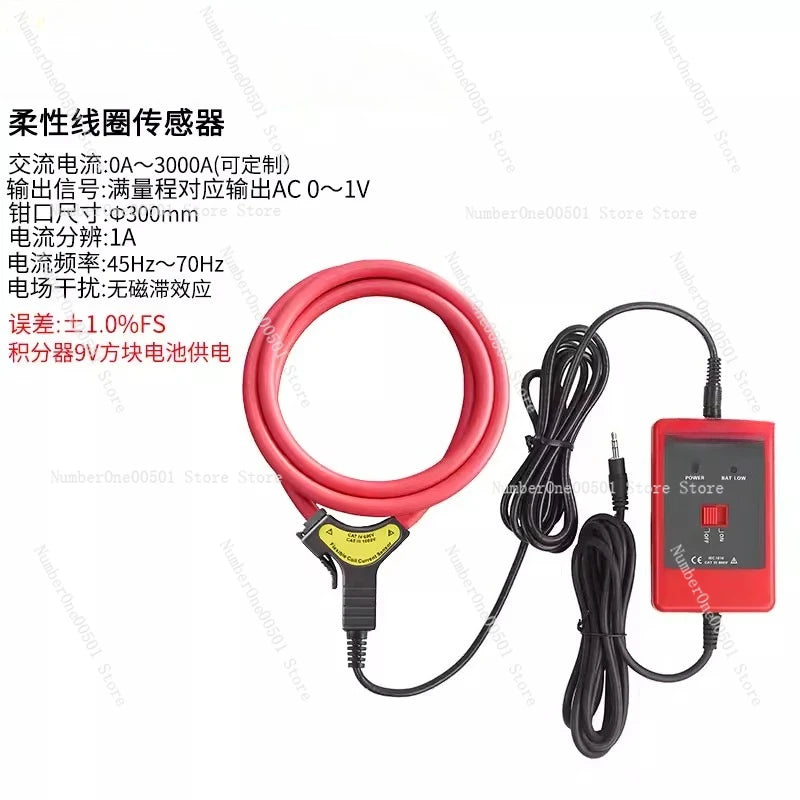Split Flexible Rogowski Coil with Integrator 7.5mm Diameter High Frequency Current Probe