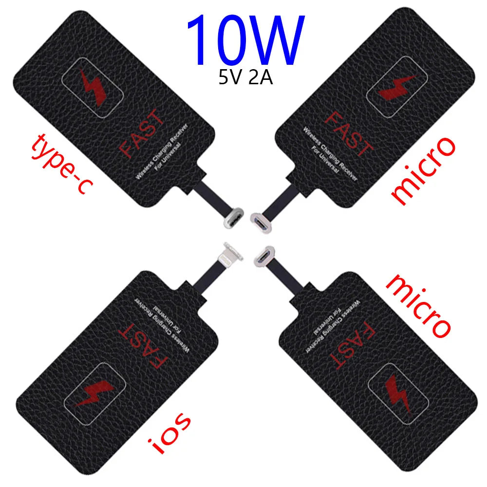 Max 10W 5V 2A Wireless Charging Receiver Coil Universal Type-C Micro USB for iPhone 5 6 7 Samsung A53 5G Xiaomi