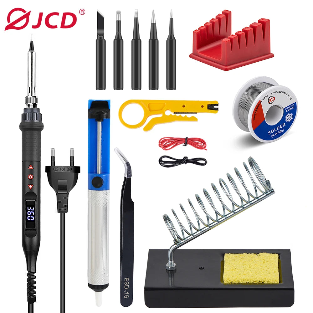 JCD 908U 80W Soldering iron Set kit LCD display Adjustable temperature portable Soldering iron 220V/110V Welding Repair Tools