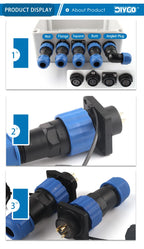 SP20 IP68 Waterproof Quick Connector Socket Multipole Plug Dustproof Right angle Square Industrial Aviation 1-14Pin Connectors