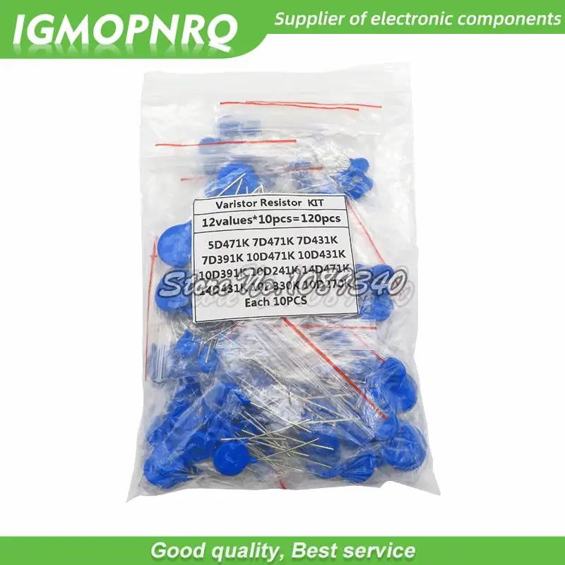 100PCS=12value*10PCS Varistor Resistor Assorted kit 5D471K 7D471K 7D431K 7D391K 10D471K 10D431K 10D391K 14D471K 14D431K 10D241K