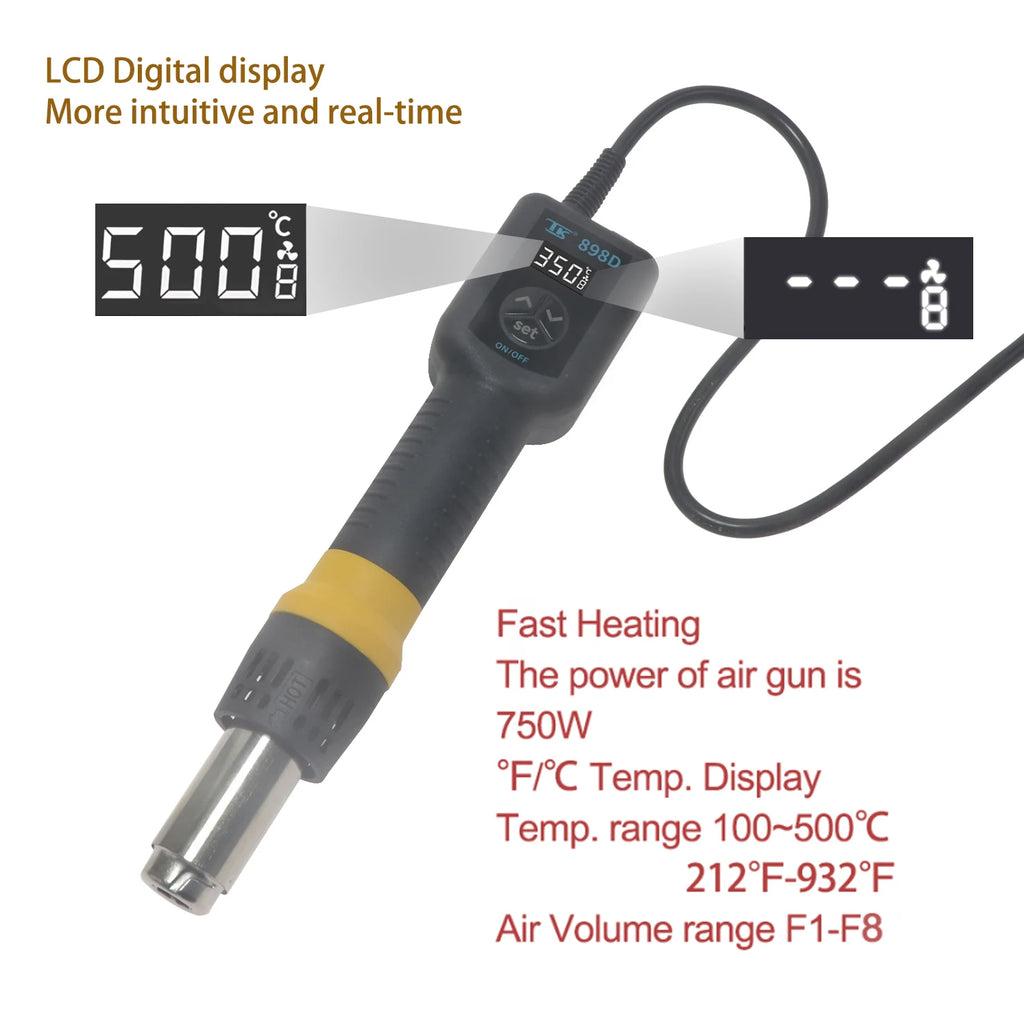 Anti-static Portable Heat Gun 750W Hot Air Gun Portable Digital Adjustable Temperature Heat Air Desoldering Gun For Phone Repair
