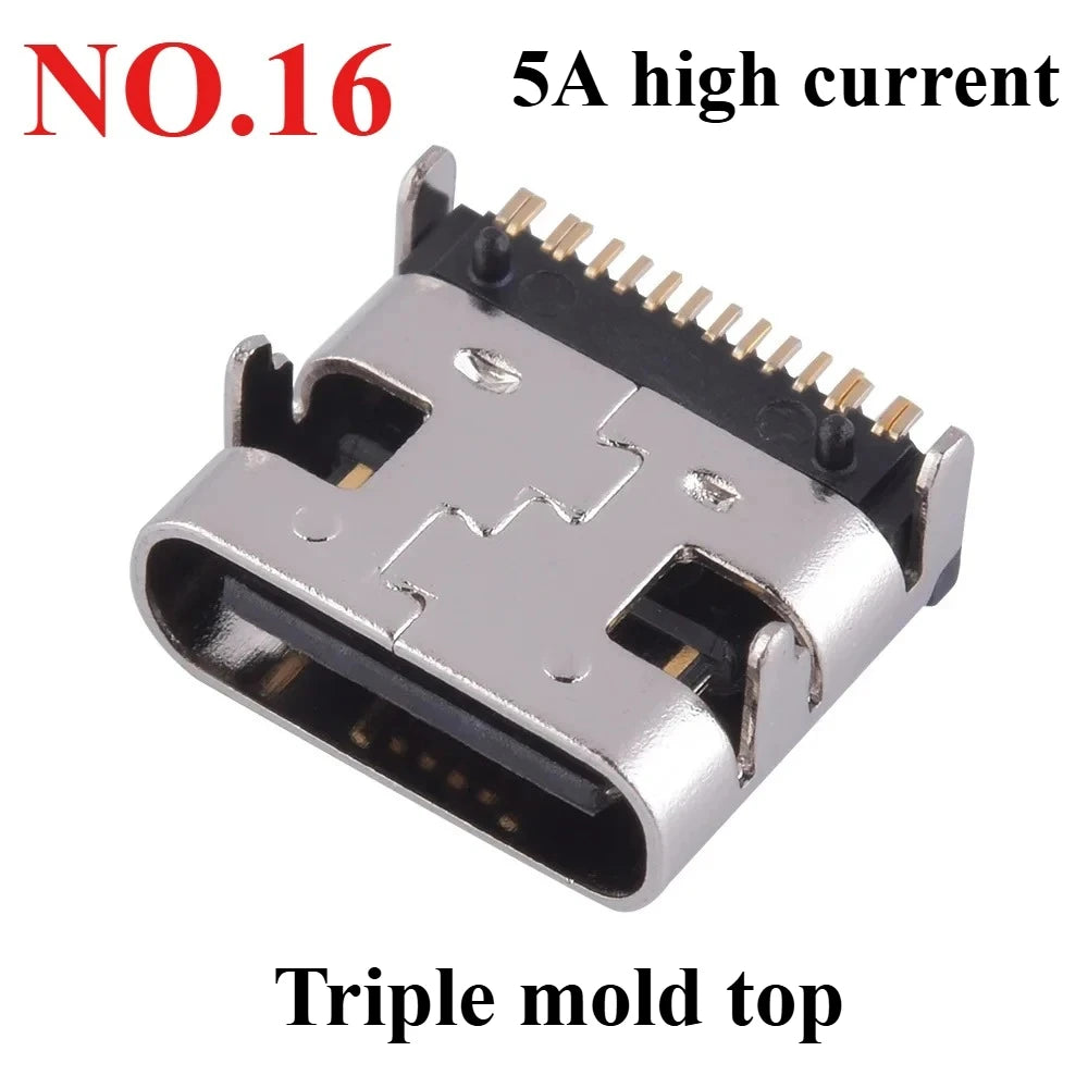 10Pcs USB Connector Type C Female Charging Port Jack 2/4/6/16 Pin Type-C Socket PCB Soldering SMD SMT DIY Repair Type C Adapter