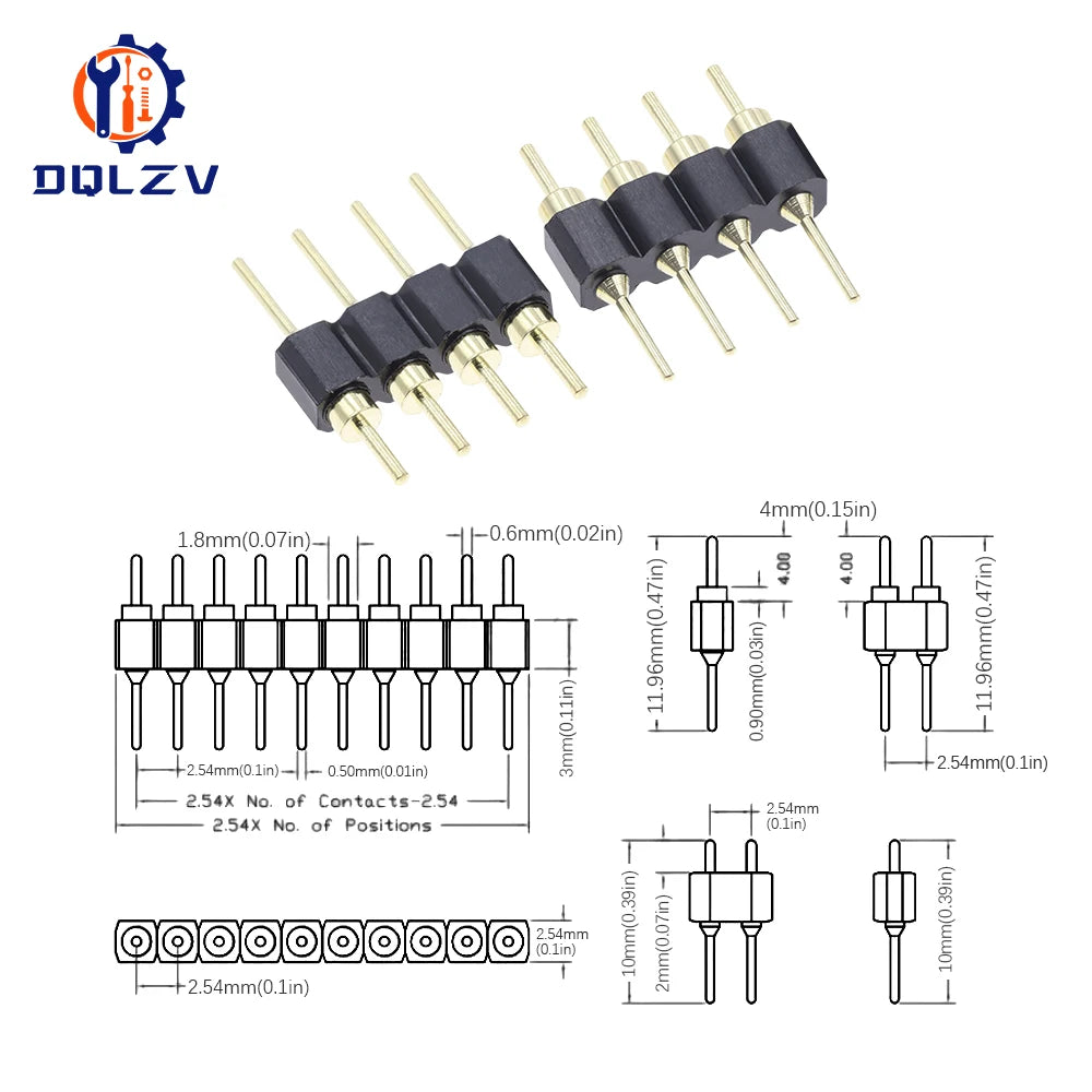 2.54MM Pitch Single Row Male SMD Straight Needle Round Hole Pin Header Copper Foot 1*2p 3p 4p 5p 6p 7p 8p 10p 40pin Connector
