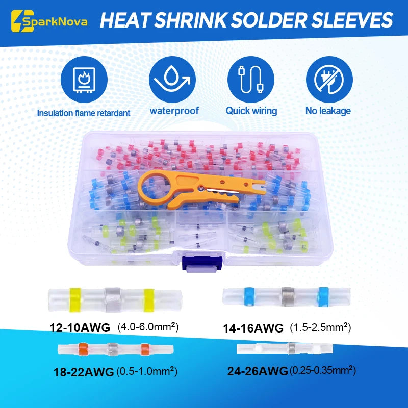 50-500Pcs Waterproof Heat Shrink Butt Connectors Solder Seal Wire Cable Terminals Electrical Splice Kit for Automotive Marine