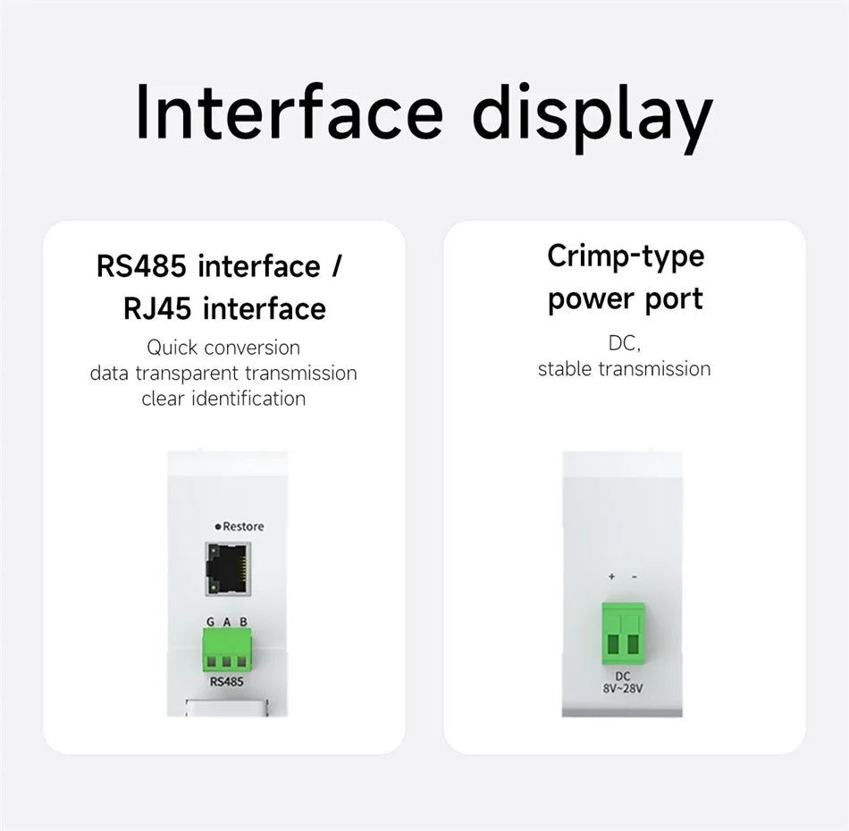 Ethernet Serial Sever RS485 to RJ45 Rail Industrial Standard AC/DC/POE Data Transmission Transceiver CDEBYTE NA111 Series