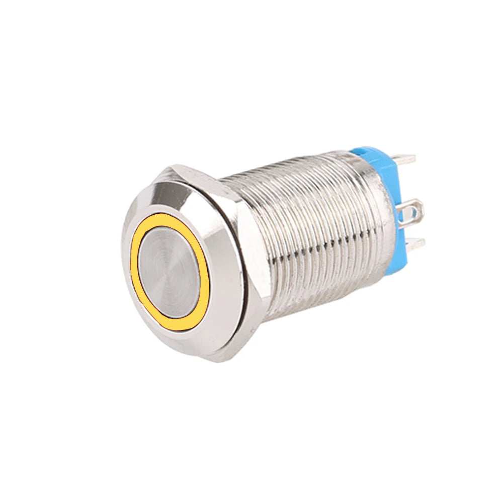 1pc 12mm Anti-Vandal Metal Push Button Switches High Flat Round With LED Green Red Blue White 3V 12V Momentary Latching Reset