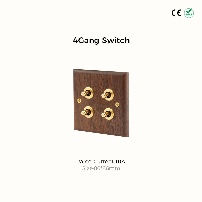 Avoir Retro Black Walnut Panel Toggle Switches USB Type C FR EU Socket Outlet Brass Lever Wall Light Switches Cat6 Rj45 For Home