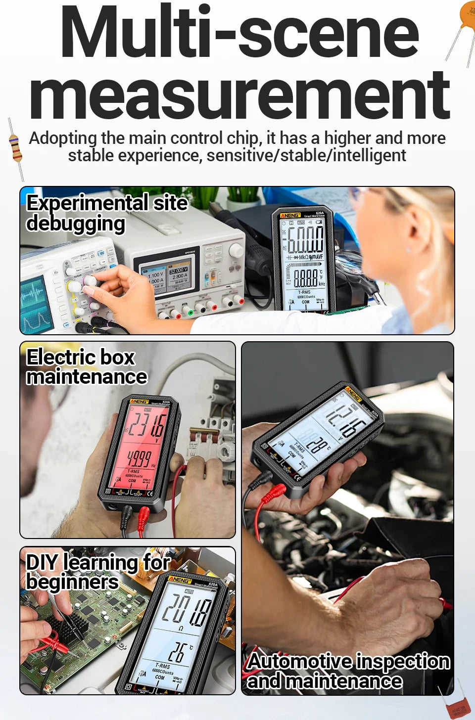 ANENG 620A 6000 Count Multimeter NCV Measurement Neutral Wire Identification Full Function Electrical Parameter Measurement