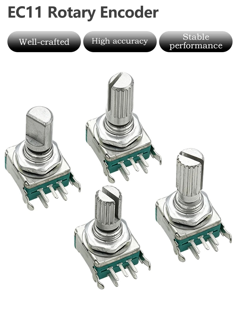 5PCS EC11 Rotary Encoder 5‑Pins Rotary Code Switch With Push Button 15mm / 20mm Half‑shaft Plum‑shaft
