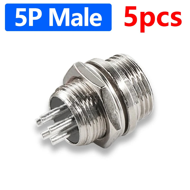 5pcs GX12 Aviation Connector 2 3 4 5 6 7 Pin Male Female M12 Connector Aviator Plug Socket