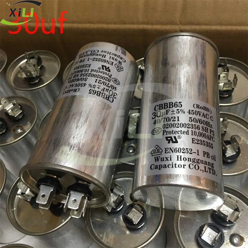 1PCS CBB65 RoHS 25UF 30UF 40UF 50UF 450VAC Air Conditioning Compressor Oil Immersion Capacitor 450V25UF 450V30UF 450V40UF 450V50