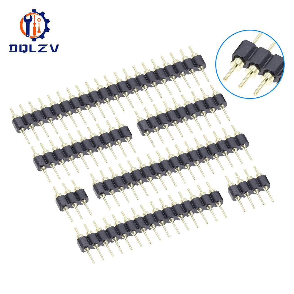 2.54MM Pitch Single Row Male SMD Straight Needle Round Hole Pin Header Copper Foot 1*2p 3p 4p 5p 6p 7p 8p 10p 40pin Connector