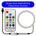 DC5V WS2812B DIY LED Ring 8 to 241 Pixels 5050 RGB Individually Addressable WS2812 Round Modules With 17Keys Music RF Controller